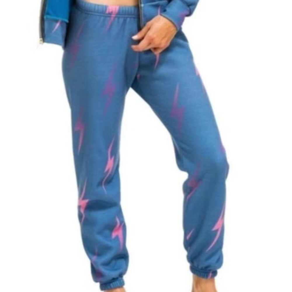 Aviator Nation Blue, Pink, & Purple Bolt Repeat Sweatpants